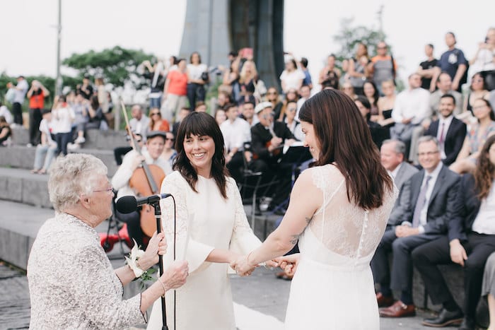 two brides wedding new york NY officiant