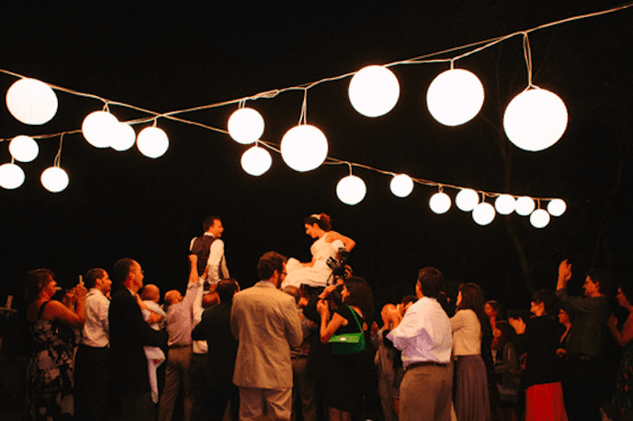 nighttime wedding reception dancing