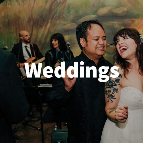 Weddings: happy couple dancing with a band NYC